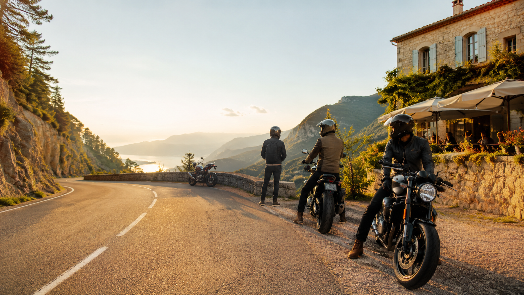 A biker riding freely on open European roads