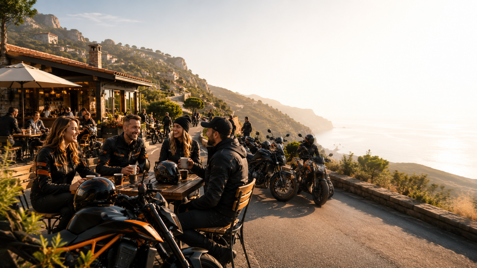 Bikers gathered as a riding community