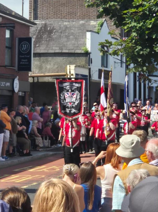 The band banner leading the way