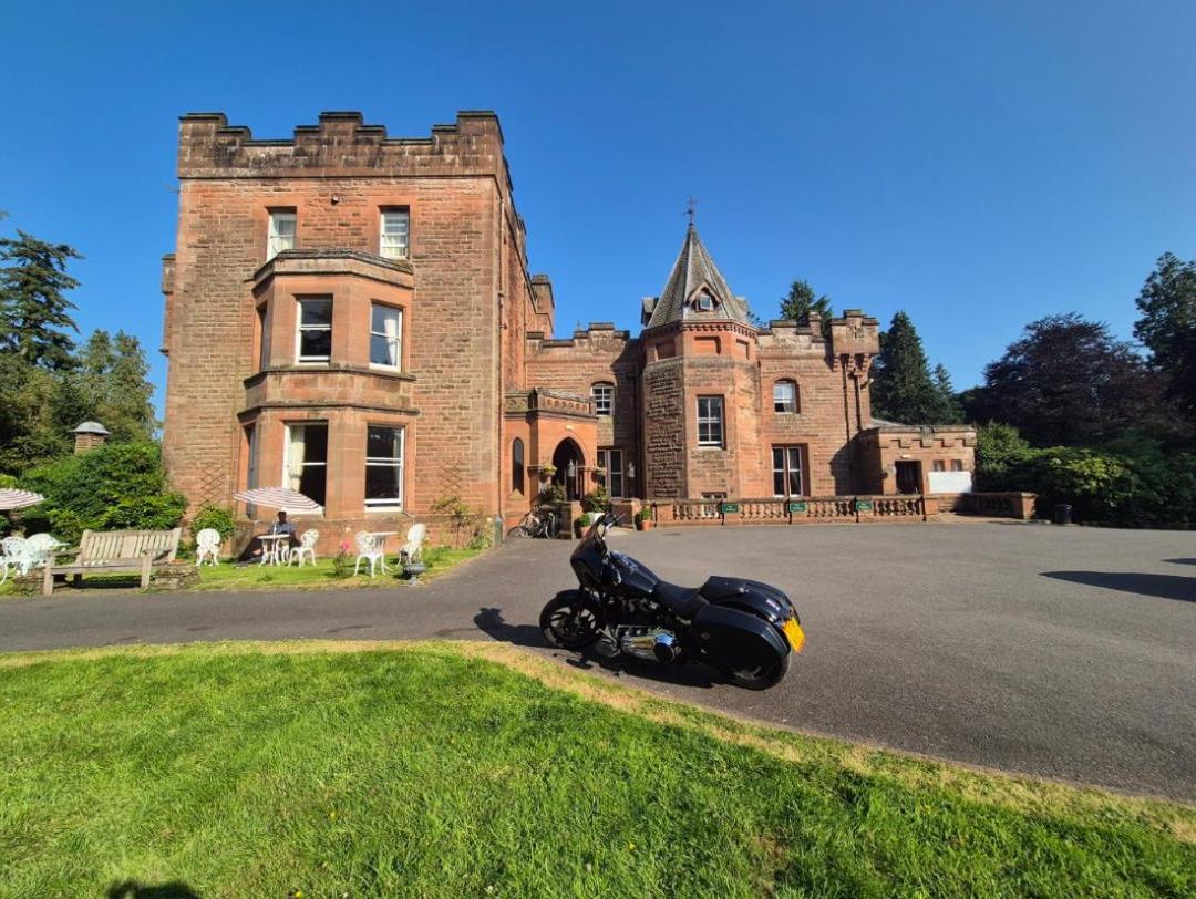 The bike outside Friars Carse Country House Hotel
