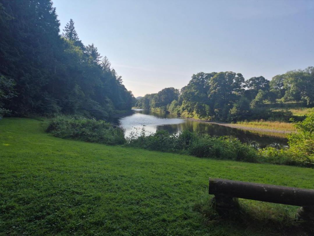 Looking down the grounds to the water
