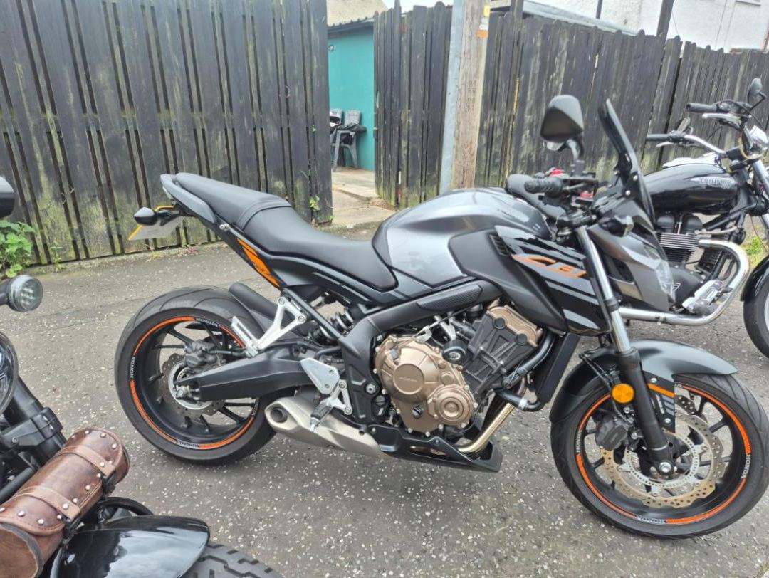 A Honda CB650R parked up