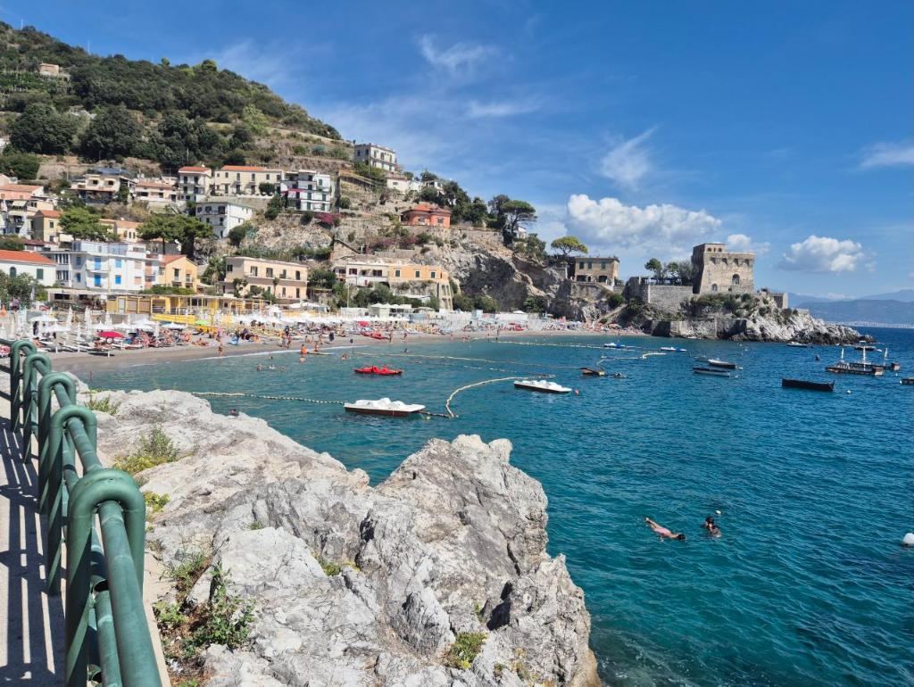 Erchie beach and tower