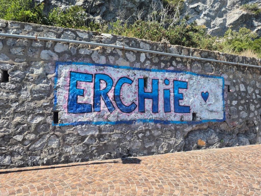 ERCHIE painted on the wall