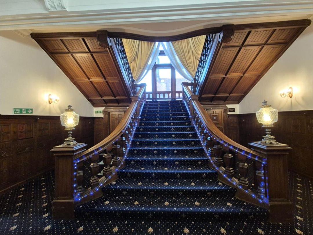 The grand staircase at Adamton Country House Hotel