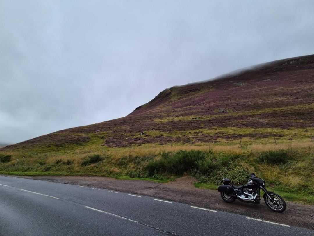 The bike under the heather hills