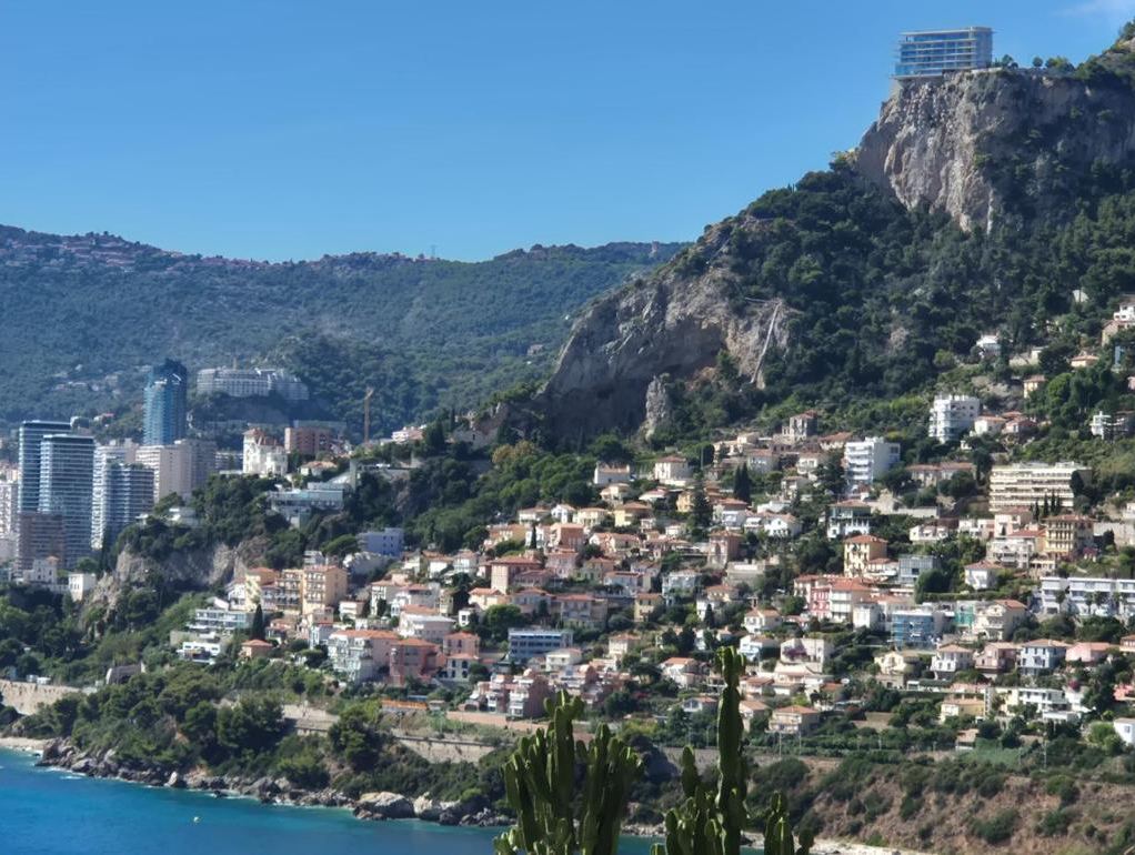 The cliffs and houses along the coast