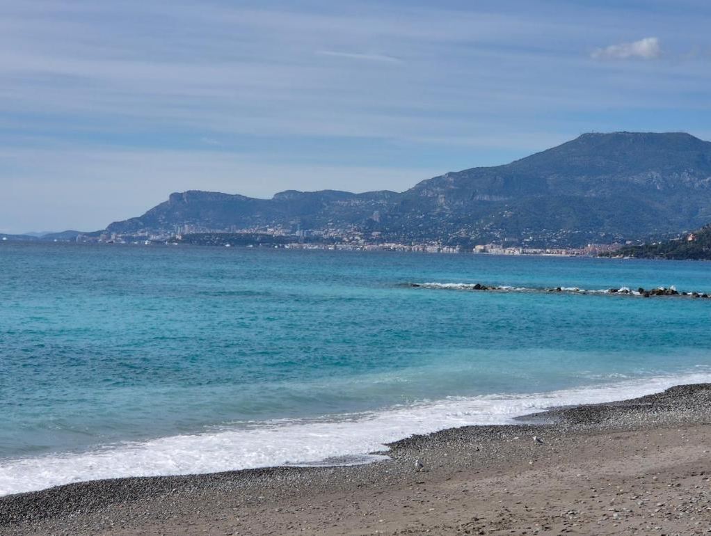 Ventimiglia beach looking back to France